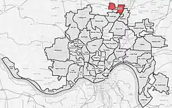 Hartwell (red) within Cincinnati, Ohio