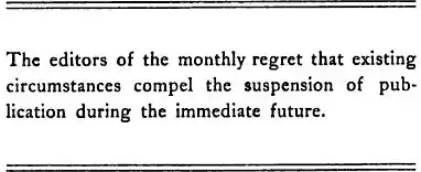 Notice published in the final issue of The Harvard Monthly, May 1917