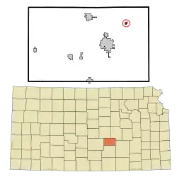 Location within Harvey County and Kansas