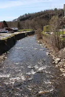 Harveys Creek looking downstream in West Nanticoke