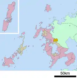 Location of Hasami in Nagasaki Prefecture