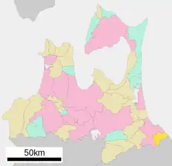 Location of Hashikami in Aomori Prefecture