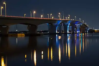 The Hathaway Bridge, as seen at night