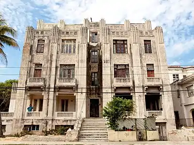 A rundown Art Deco building in Havana