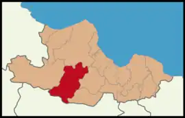 Map showing Havza District in Samsun Province