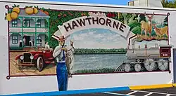 Mural depicting Hawthorne's history