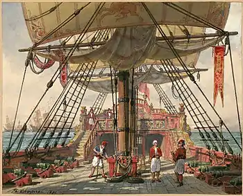 Image 21Set design for Act II of Haydée, ou Le secret, by Philippe Chaperon (restored by Adam Cuerden) (from Wikipedia:Featured pictures/Culture, entertainment, and lifestyle/Theatre)