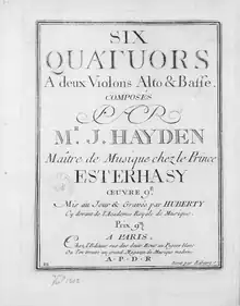 title page of score by Haydn