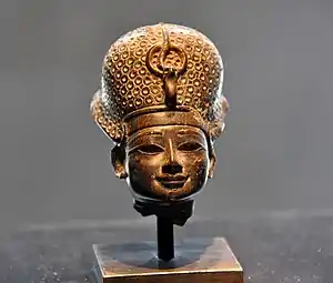 Head of Thutmose IV wearing the blue crown. 18th Dynasty. State Museum of Egyptian Art, Munich.