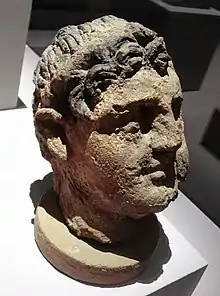Head of a Greco-Bactrian ruler with diadem, Temple of the Oxus, Takht-i Sangin, 3rd–2nd century BCE. This could also be a portrait of Seleucus I.