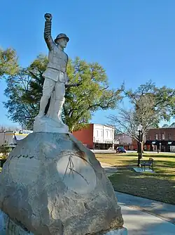 This statue of a World War I doughboy, with his arm outstretched, honors all of Headland's military dead. It stands at the center of Headland Public Square.