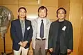 Leung Kwok Hung(in navy blue jacket), Lee Ping Hing and Martin Fu