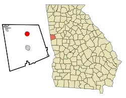 Location in Heard County and the state of Georgia