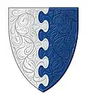 Diapering on the arms ("per pale nebuly argent and azure") as borne by the descendants of Rev. William Courtenay Thomas, himself an agnatic descendant of Sir William ap Thomas.
