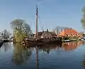 Reproduction of live cargo eel barge Corneliske Ykes II at Jachtwerf Piersma. From the 17th century, barges of this type carried live cargoes of eels from Heeg to market in London, England.