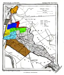 Houten in 1868, with Heemstede in yellow.