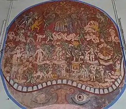 Mural depicting hell above the southern entrance.