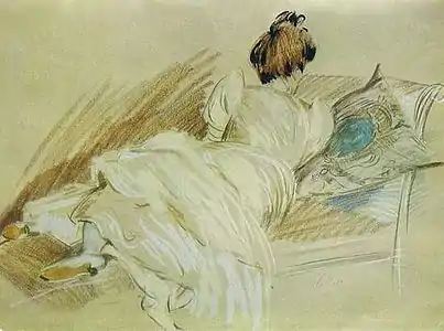 On the sofa,pastel, 1899