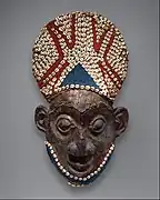Royal mask; by artists of the Bamum people (Cameroon); before 1880; wood, copper, glass beads, raffia and shells; height: 66 cm; Metropolitan Museum of Art