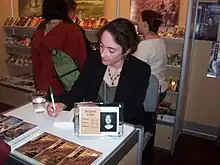 author at book signing