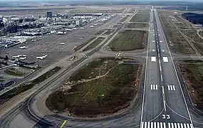 Helsinki Airport, aerial view from runway 33