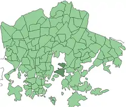Position of Kulosaari within Helsinki