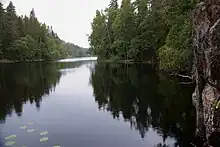 Lakes and other water bodies are common in the taiga. The Helvetinjärvi National Park, Finland, is situated in the closed canopy taiga (mid-boreal to south-boreal) with mean annual temperature of 4 °C (39 °F).