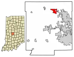 Location of Pittsboro in Hendricks County, Indiana.