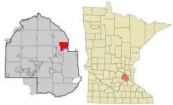 Location of the city of Brooklyn Centerwithin Hennepin County, Minnesota
