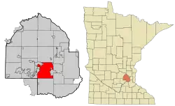 Location of Minnetonkawithin Hennepin County, Minnesota