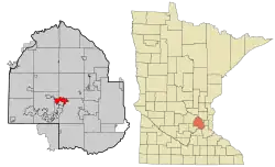 Location of Wayzatawithin Hennepin County, Minnesota