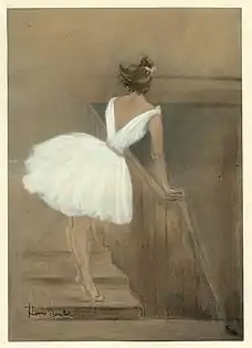 Dans les coulisses by Henri Boutet, lithographic print from L'Estampe moderne, Paris