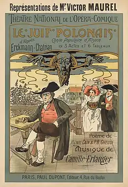 Image 37Le Juif Polonais poster, by Henri C. R. Presseq (restored by Adam Cuerden) (from Wikipedia:Featured pictures/Culture, entertainment, and lifestyle/Theatre)