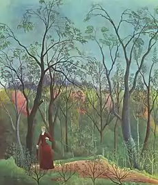 Henri Rousseau, 1886, La Femme en rouge dans le forêt (Am Waldrand), oil on canvas, 70 x 60.5 cm, Kunsthaus Zürich