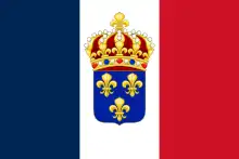 The French tricolore with the royal crown and fleur-de-lys was possibly designed by the Henri, Count of Chambord, in his younger years as a compromise, but which was never made official, and which he himself rejected when offered the throne in 1870.