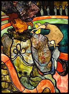 Au Nouveau Cirque, Papa Chrysanthème by Henri de Toulouse-Lautrec and  Louis Comfort Tiffany (c. 1894), stained glass, Musée d'Orsay