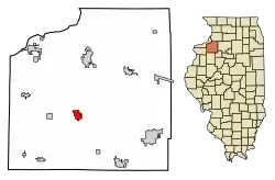 Location of Cambridge in Henry County, Illinois.