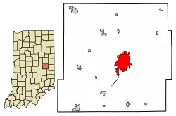 Location of New Castle in Henry County, Indiana.