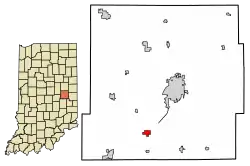 Location of Spiceland in Henry County, Indiana.
