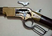 The Henry rifle uses a toggle to lock the breechblock in place.