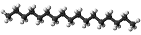 Ball and stick model of the heptadecane molecule