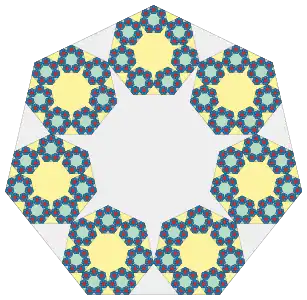 The first four iterations of the heptaflake or 7-flake.