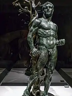 Hercules (Herakles) with the Apples of the Hesperides Roman 1st century CE from a temple at Byblos, Lebanon at the British Museum