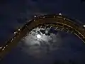 Hersheypark roller coaster at night with white aviation obstruction lights which enhance the visibility of the ride and act as special effects.