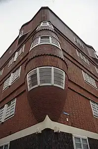 Turret on the Het Schip housing in the Amsterdam School style, Amsterdam, the Netherlands, 1919, by Michel de Klerk