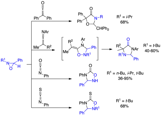 Electrocyclic reactions of oxaziridines and heterocumulenes
