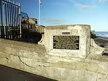 Plaque marks the first attack on Hartelepool on 16 December 1914 and the first British soldier killed on the British mainland during World War I.