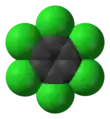 Ball-and-stick model of hexachlorobenzene