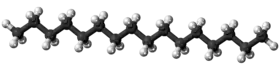 Ball-and-stick model of the hexadecane molecule