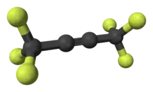 Ball-and-stick model of hexafluorobut-2-yne